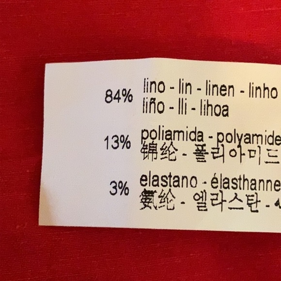 🌹NWT. Zara Red Draped Linen Blend Mini V-neckline Dress. Size S. - Picture 9 of 10